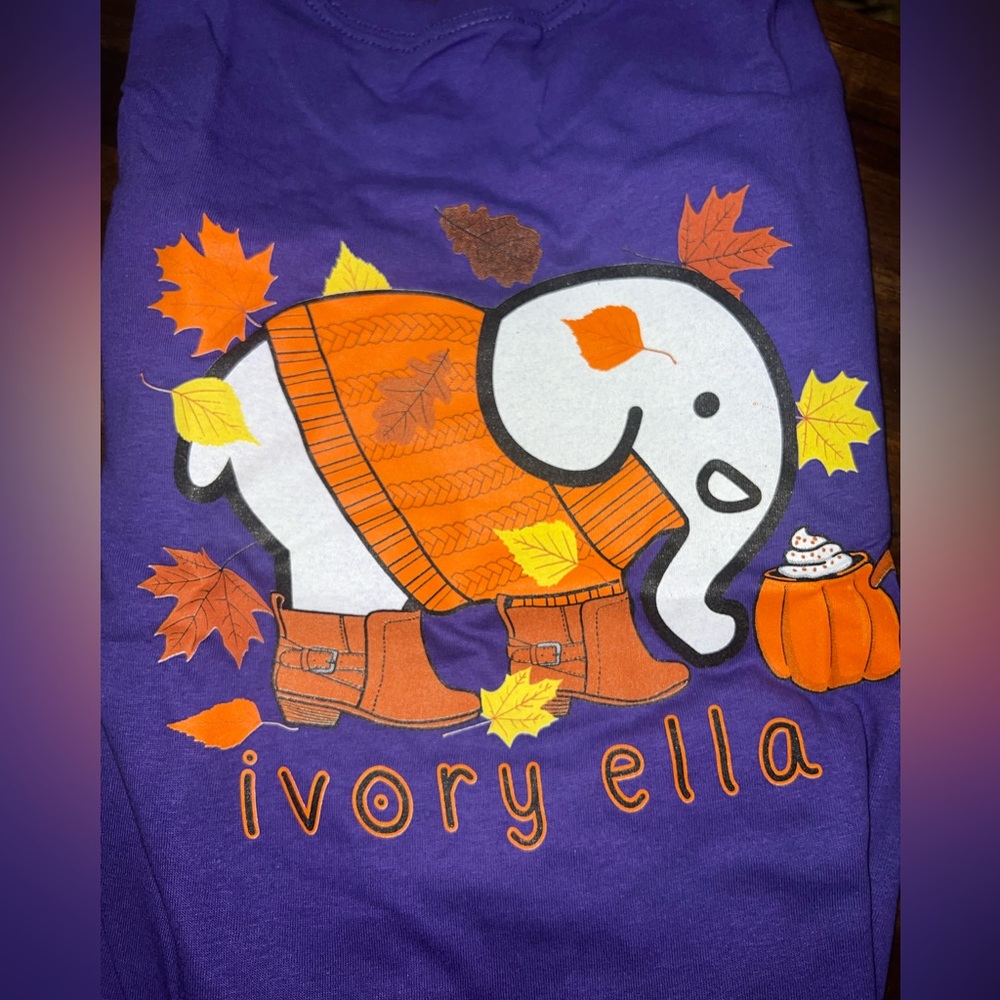 Ivory Ella Elephant T-Shirt Long Sleeve Size S Fall